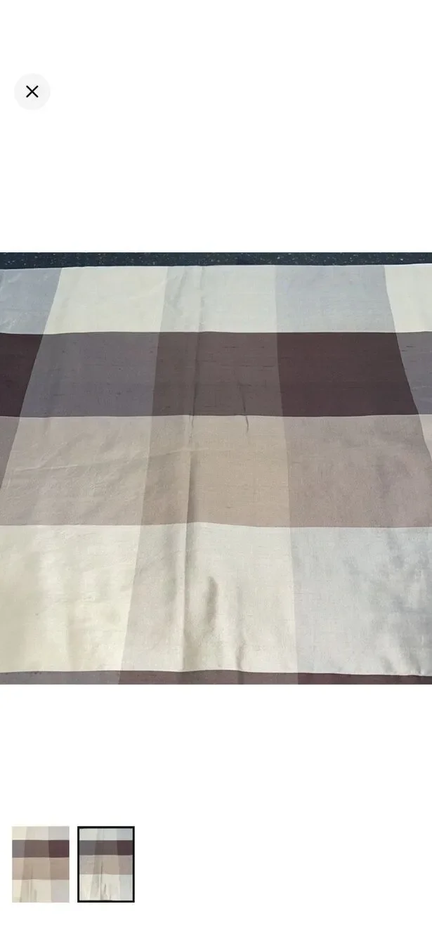 Custom 100% Silk Checkered Curtain Panels